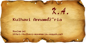 Kulhavi Annamária névjegykártya